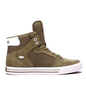 Supra Mens VAIDER High Top Shoes Olive/white | US-77001